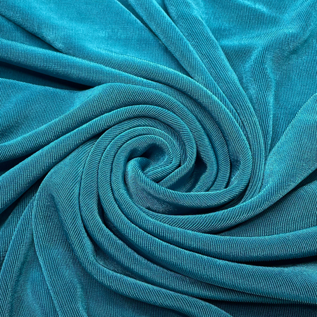 Retro Aqua - Rib Knit Polyester Blend Knit - Blue - 1/2 Meter (6622148984945)