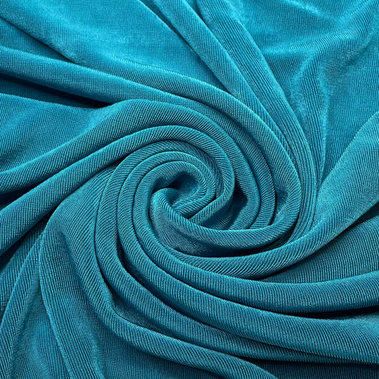 Retro Aqua - Rib Knit Polyester Blend Knit - Blue - 1/2 Meter (6622148984945)