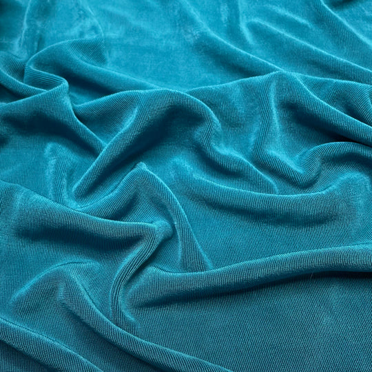 Retro Aqua - Rib Knit Polyester Blend Knit - Blue - 1/2 Meter (6622148984945)