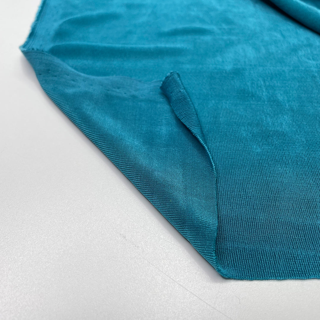 Retro Aqua - Rib Knit Polyester Blend Knit - Blue - 1/2 Meter (6622148984945)