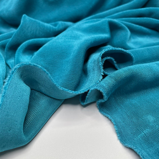 Retro Aqua - Rib Knit Polyester Blend Knit - Blue - 1/2 Meter (6622148984945)