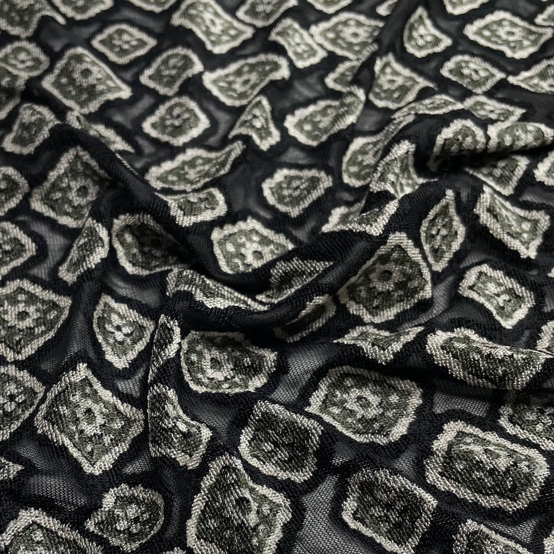 Kid Diamonds - Burn out Polyester Blend Knit - Black Multi Geometric - 1.3M Bundle (6622171201649)
