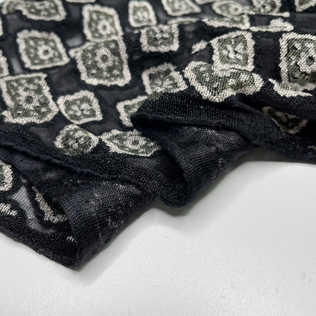 Kid Diamonds - Burn out Polyester Blend Knit - Black Multi Geometric - 1.3M Bundle (6622171201649)