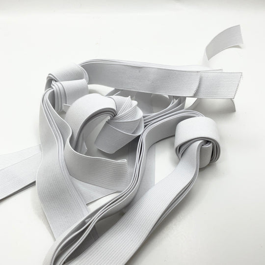1" Braided Elastic - White - 0.6M Bundle (6635087134833)