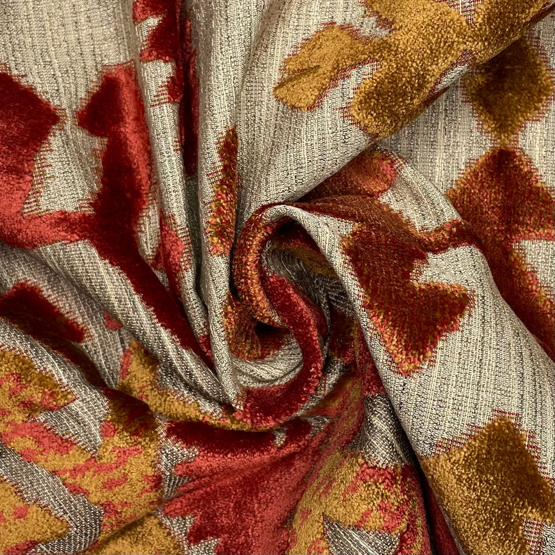 Party Platter - Poly/Cotton Woven - Burgundy/Brown Abstract - 1M Bundle (6636944228465)