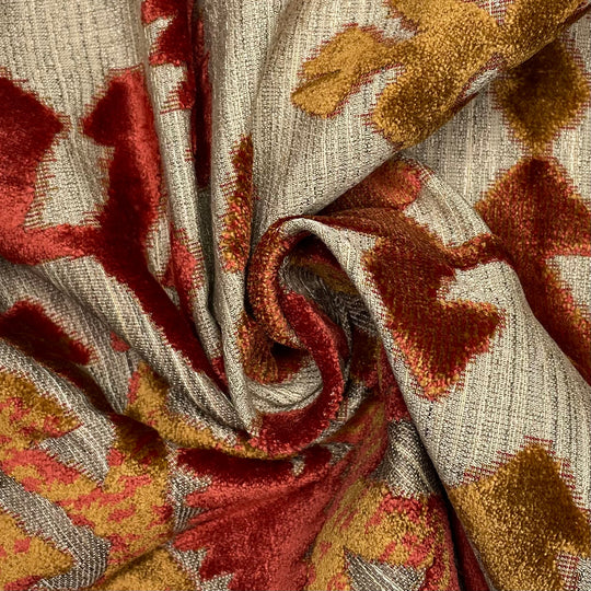 Party Platter - Poly/Cotton Woven - Burgundy/Brown Abstract - 1M Bundle (6636944228465)