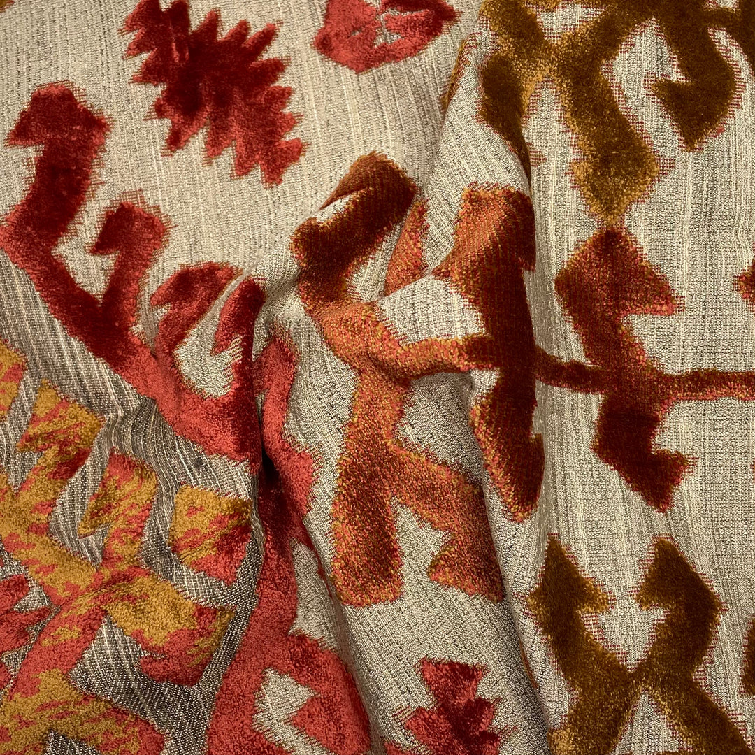 Party Platter - Poly/Cotton Woven - Burgundy/Brown Abstract - 1M Bundle (6636944228465)
