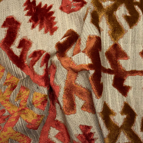 Party Platter - Poly/Cotton Woven - Burgundy/Brown Abstract - 1M Bundle (6636944228465)