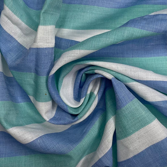 Seaside Kaftan - Cotton Woven - Light Green/Blue Stripes - 1M Bundle (6637532971121)