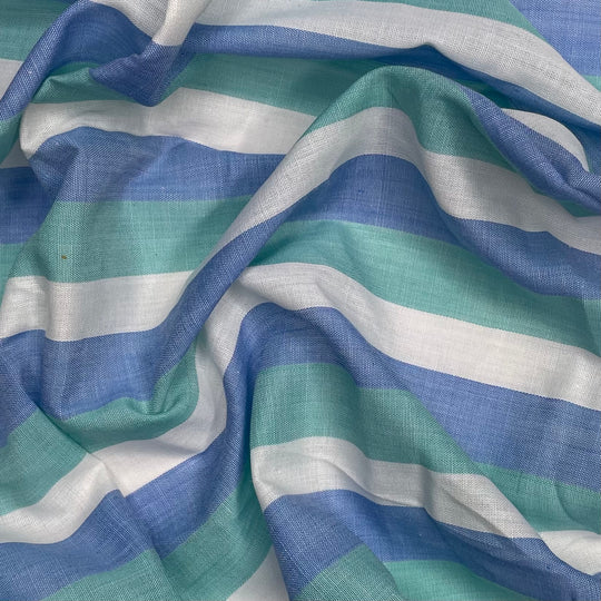 Seaside Kaftan - Cotton Woven - Light Green/Blue Stripes - 1M Bundle (6637532971121)