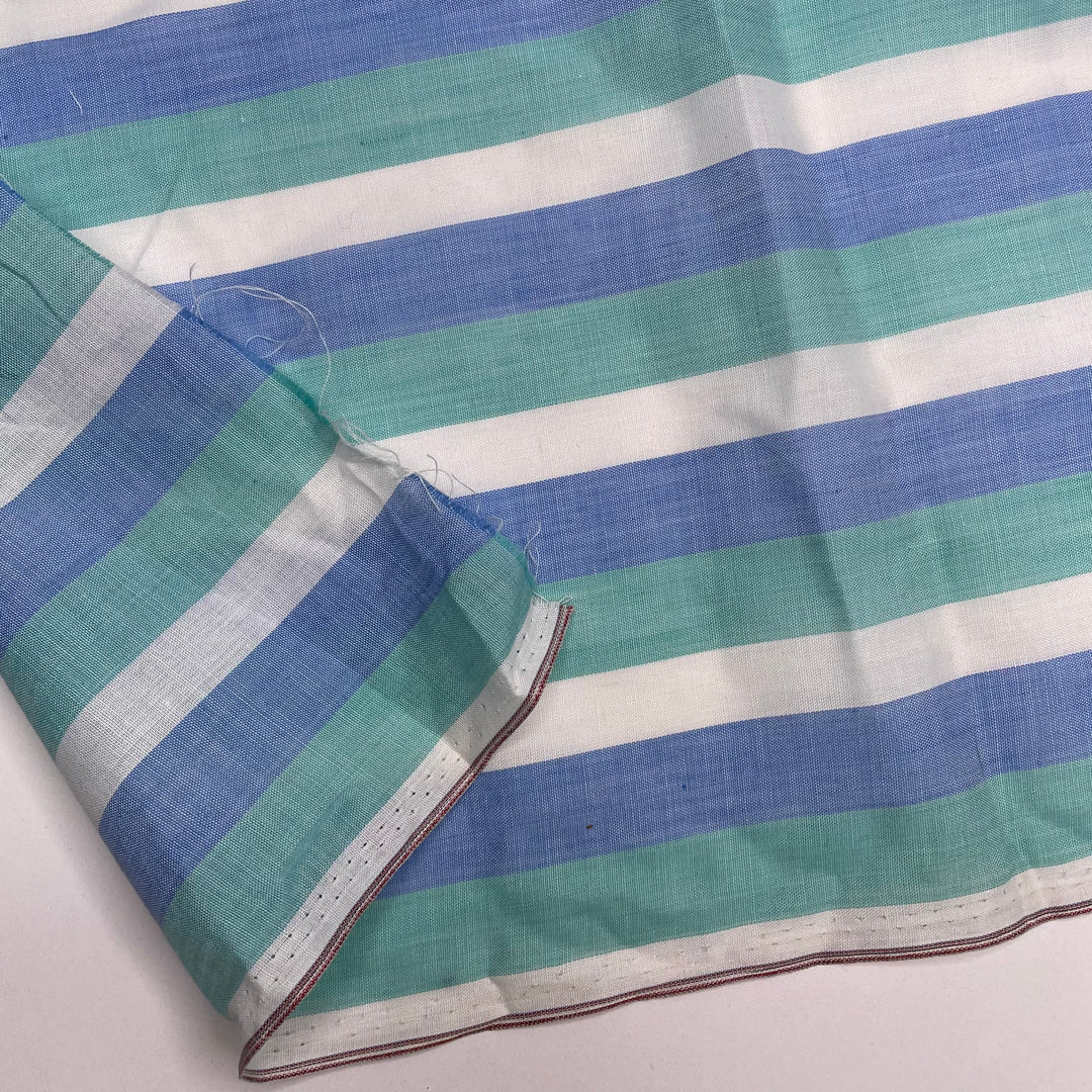 Seaside Kaftan - Cotton Woven - Light Green/Blue Stripes - 1M Bundle (6637532971121)
