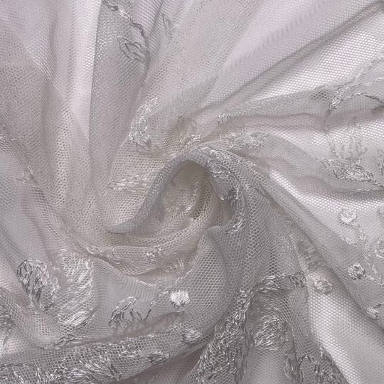 Princess Brides - Mesh Nylon Knit - White Floral - 2.8M Bundle (6645353021553)
