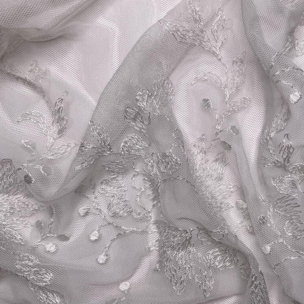 Princess Brides - Mesh Nylon Knit - White Floral - 2.8M Bundle (6645353021553)