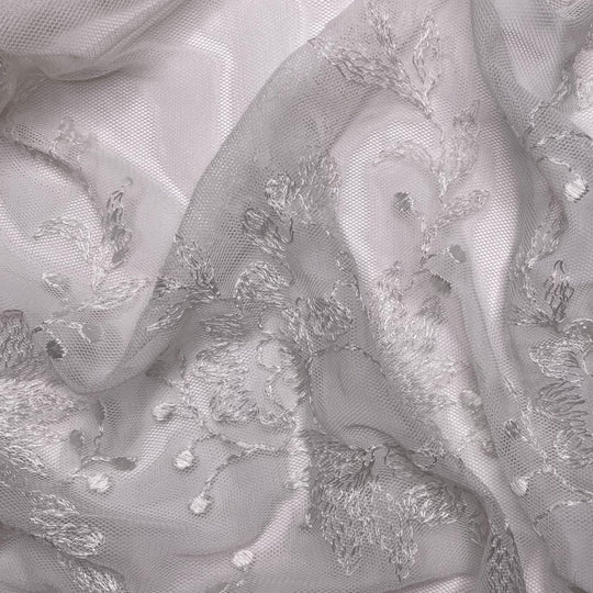 Princess Brides - Mesh Nylon Knit - White Floral - 2.8M Bundle (6645353021553)