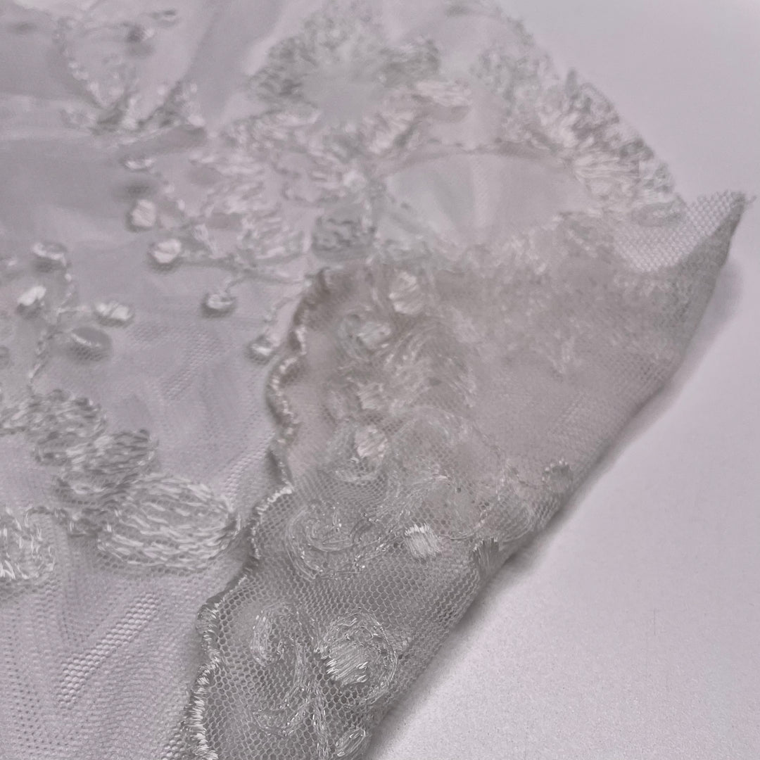 Princess Brides - Mesh Nylon Knit - White Floral - 2.8M Bundle (6645353021553)