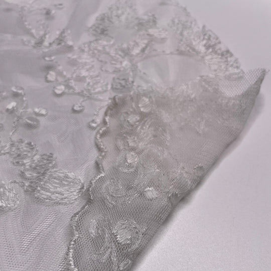 Princess Brides - Mesh Nylon Knit - White Floral - 2.8M Bundle (6645353021553)