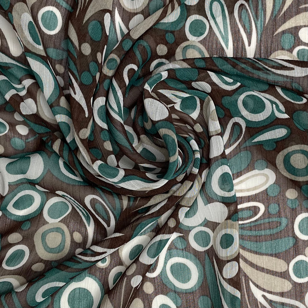 Psychedelic Messages - Chiffon Poly Woven - Green Multi Abstract - 2.35M Bundle (6645364457585)