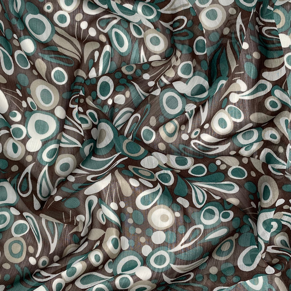 Psychedelic Messages - Chiffon Poly Woven - Green Multi Abstract - 2.35M Bundle (6645364457585)