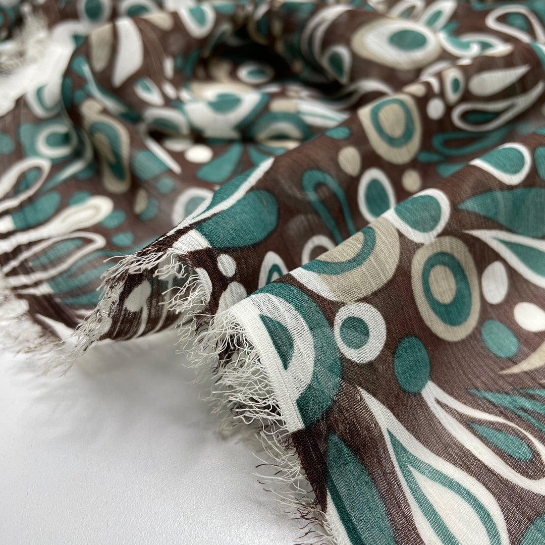 Psychedelic Messages - Chiffon Poly Woven - Green Multi Abstract - 2.35M Bundle (6645364457585)