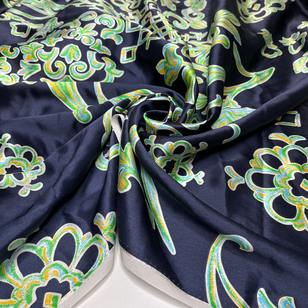 Parisian Scarf - Satin Poly Woven - Navy Multi Floral - 1.55M Bundle (6659207299185)