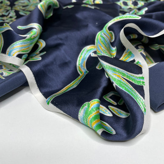 Parisian Scarf - Satin Poly Woven - Navy Multi Floral - 1.55M Bundle (6659207299185)