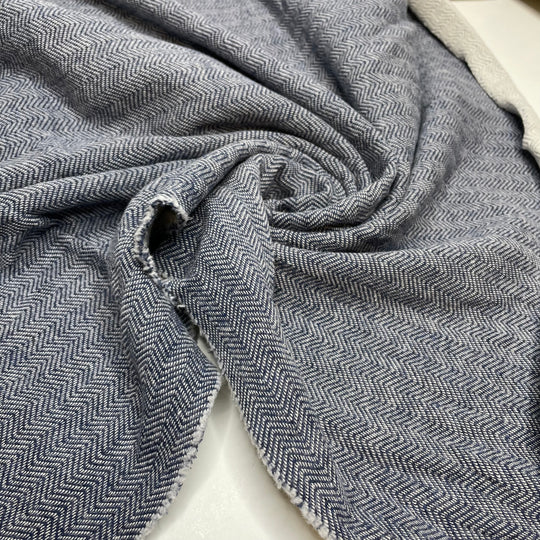 UB - Sailor Hoodie - Jersey Fleece Cotton Blend Knit - Blue/White Chevron - 1M Bundle (6659748266097)