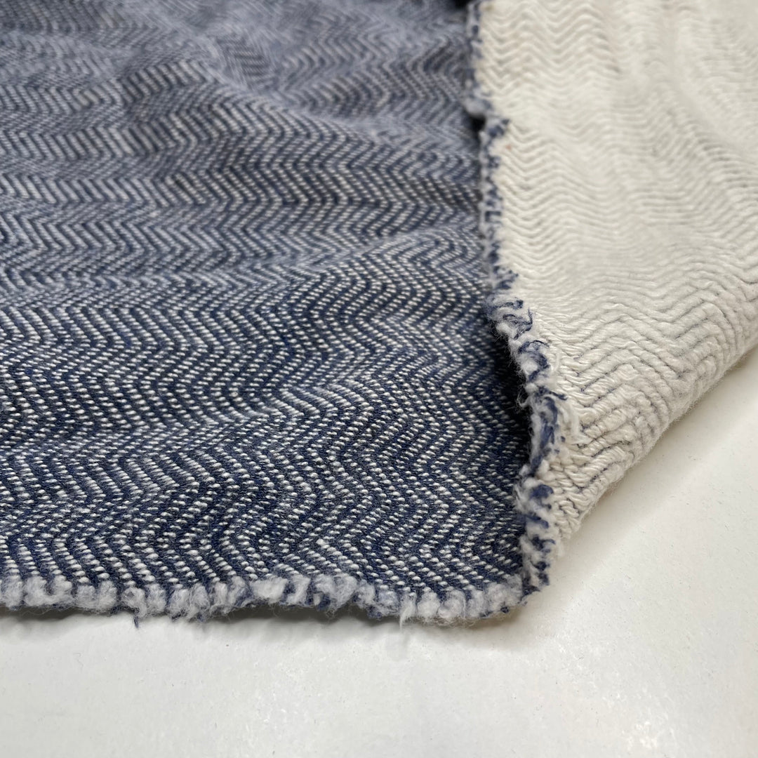 UB - Sailor Hoodie - Jersey Fleece Cotton Blend Knit - Blue/White Chevron - 1M Bundle (6659748266097)