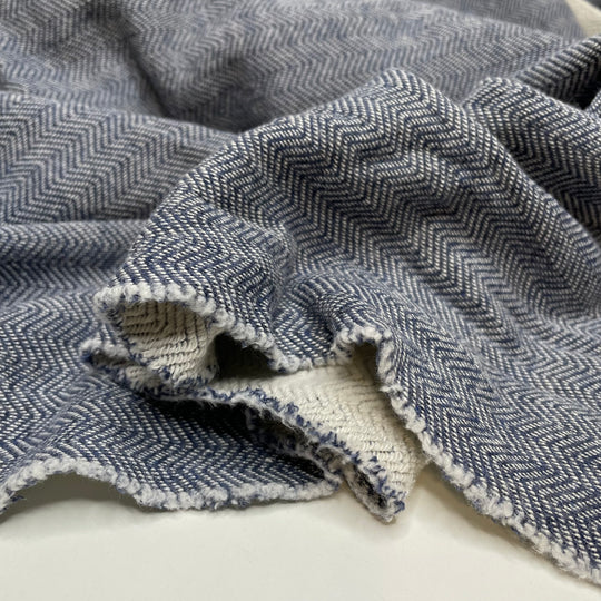 UB - Sailor Hoodie - Jersey Fleece Cotton Blend Knit - Blue/White Chevron - 1M Bundle (6659748266097)