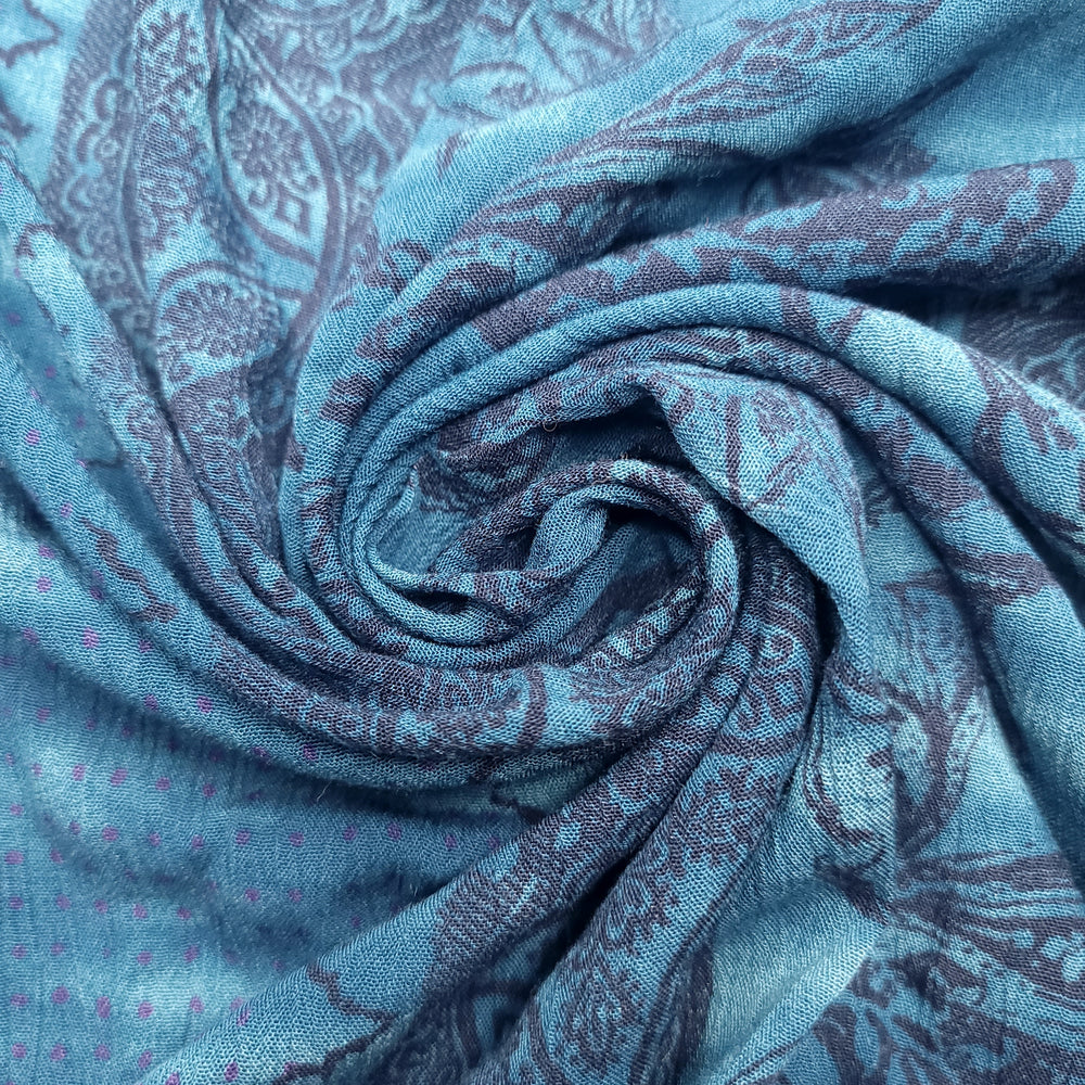 Blue Sea Scarf - Rayon Woven - Blue/Purple Floral - 2.4M Bundle (6662007586929)
