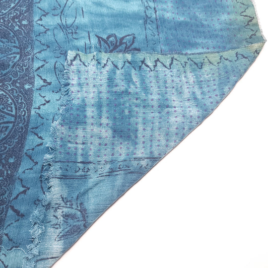 Blue Sea Scarf - Rayon Woven - Blue/Purple Floral - 2.4M Bundle (6662007586929)