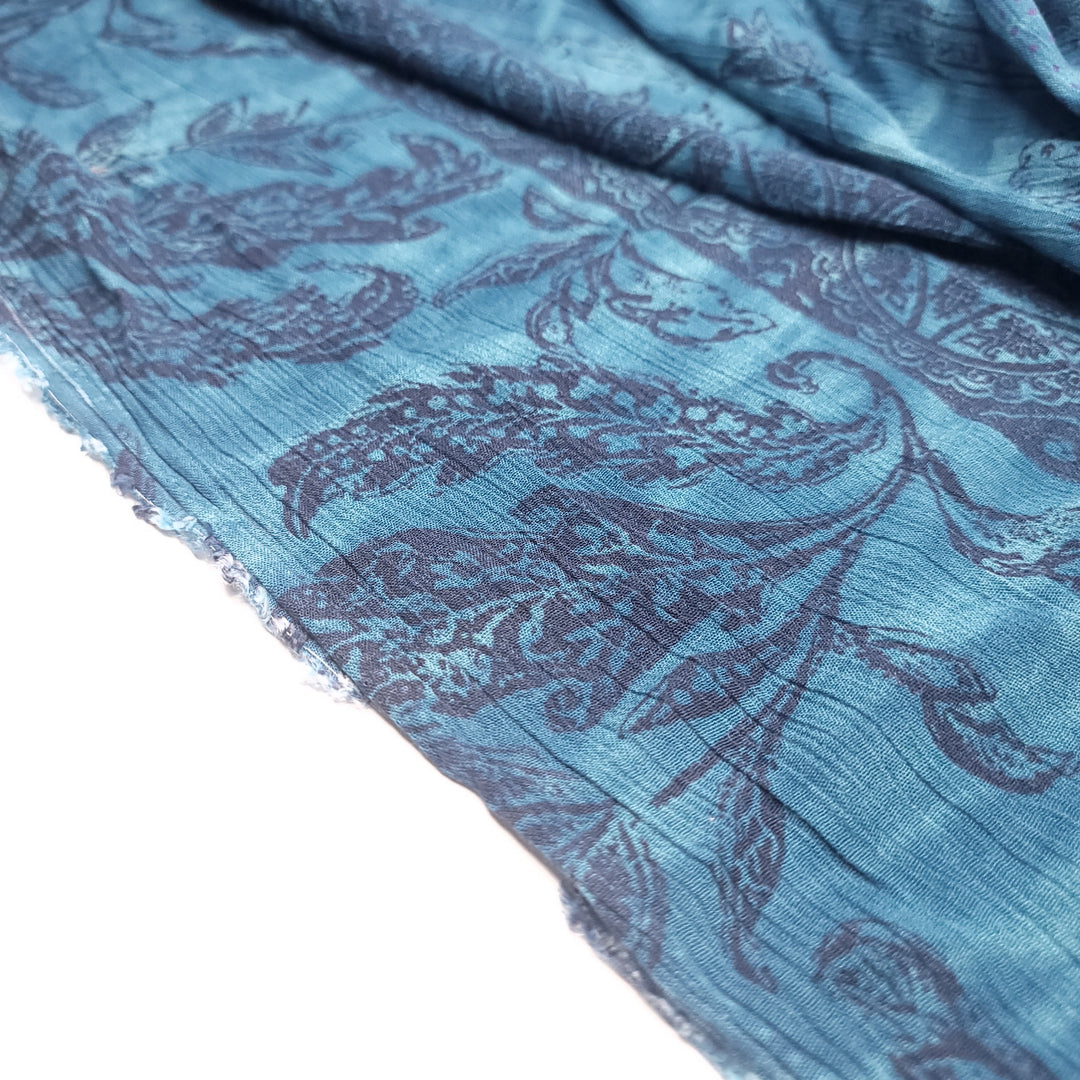 Blue Sea Scarf - Rayon Woven - Blue/Purple Floral - 2.4M Bundle (6662007586929)