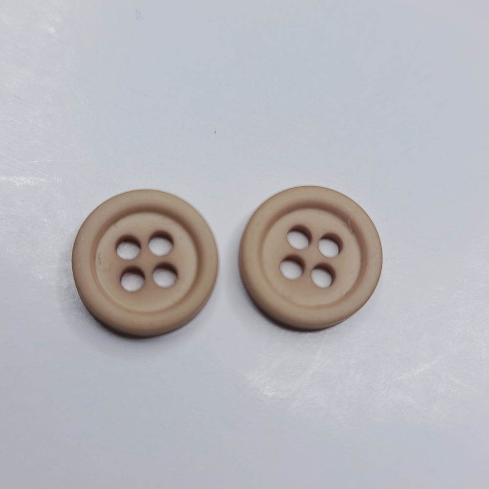 4 Hole Button - 10MM Plastic - Dark Beige - 50 Pack (6746760151153)