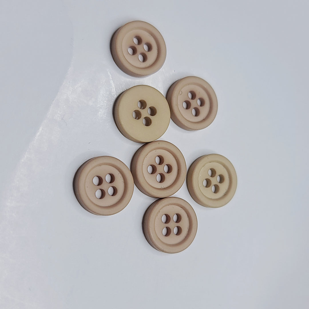 4 Hole Button - 10MM Plastic - Dark Beige - 50 Pack (6746760151153)