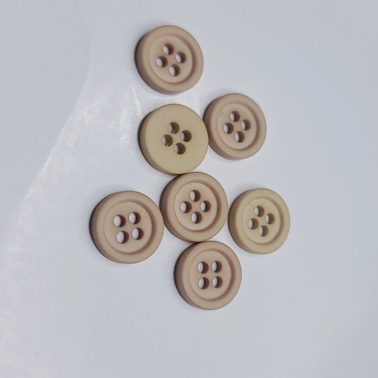 4 Hole Button - 10MM Plastic - Dark Beige - 50 Pack (6746760151153)