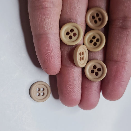 4 Hole Button - 10MM Plastic - Dark Beige - 50 Pack (6746760151153)