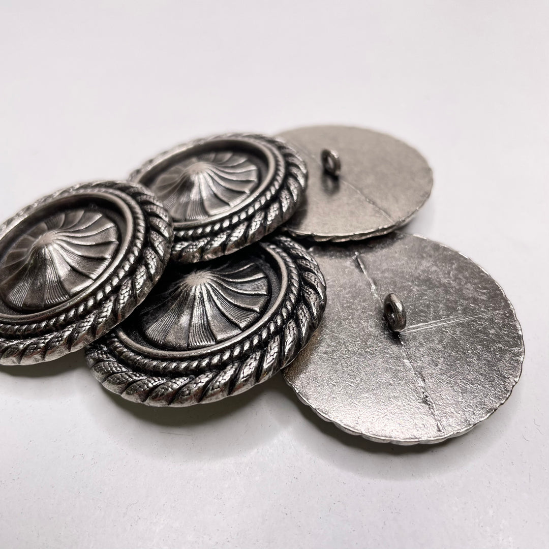 Shank Button - 38MM Metal - Silver - 5 Pack (6749477798001)
