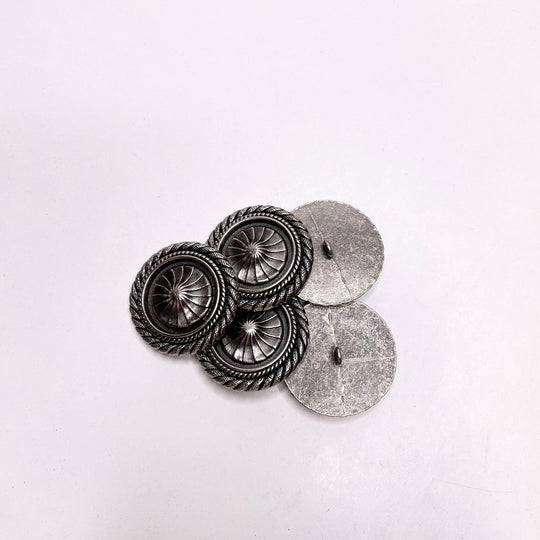 Shank Button - 38MM Metal - Silver - 5 Pack (6749477798001)