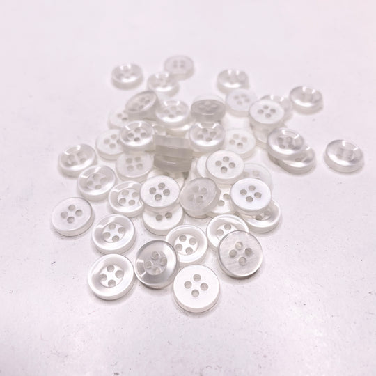 4 Hole Button - 10MM Plastic - Clear - 50 Pack (6749478944881)