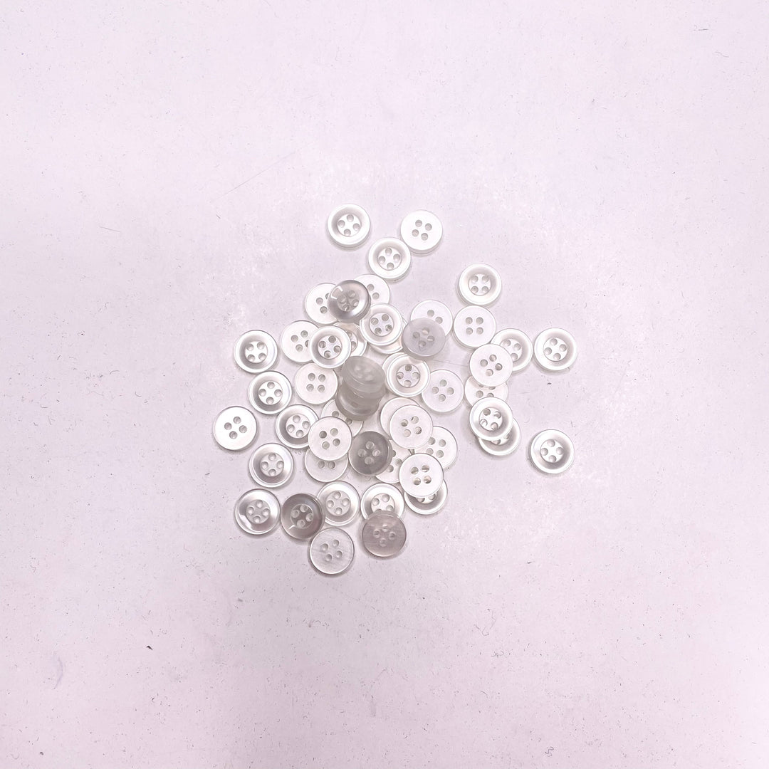 4 Hole Button - 10MM Plastic - Clear - 50 Pack (6749478944881)