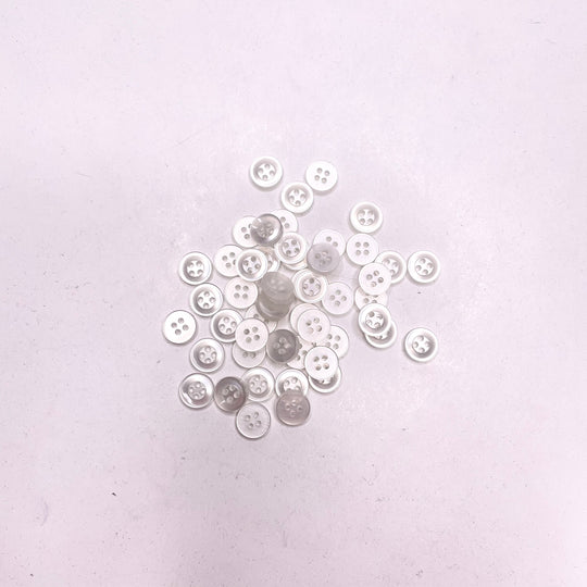 4 Hole Button - 10MM Plastic - Clear - 50 Pack (6749478944881)