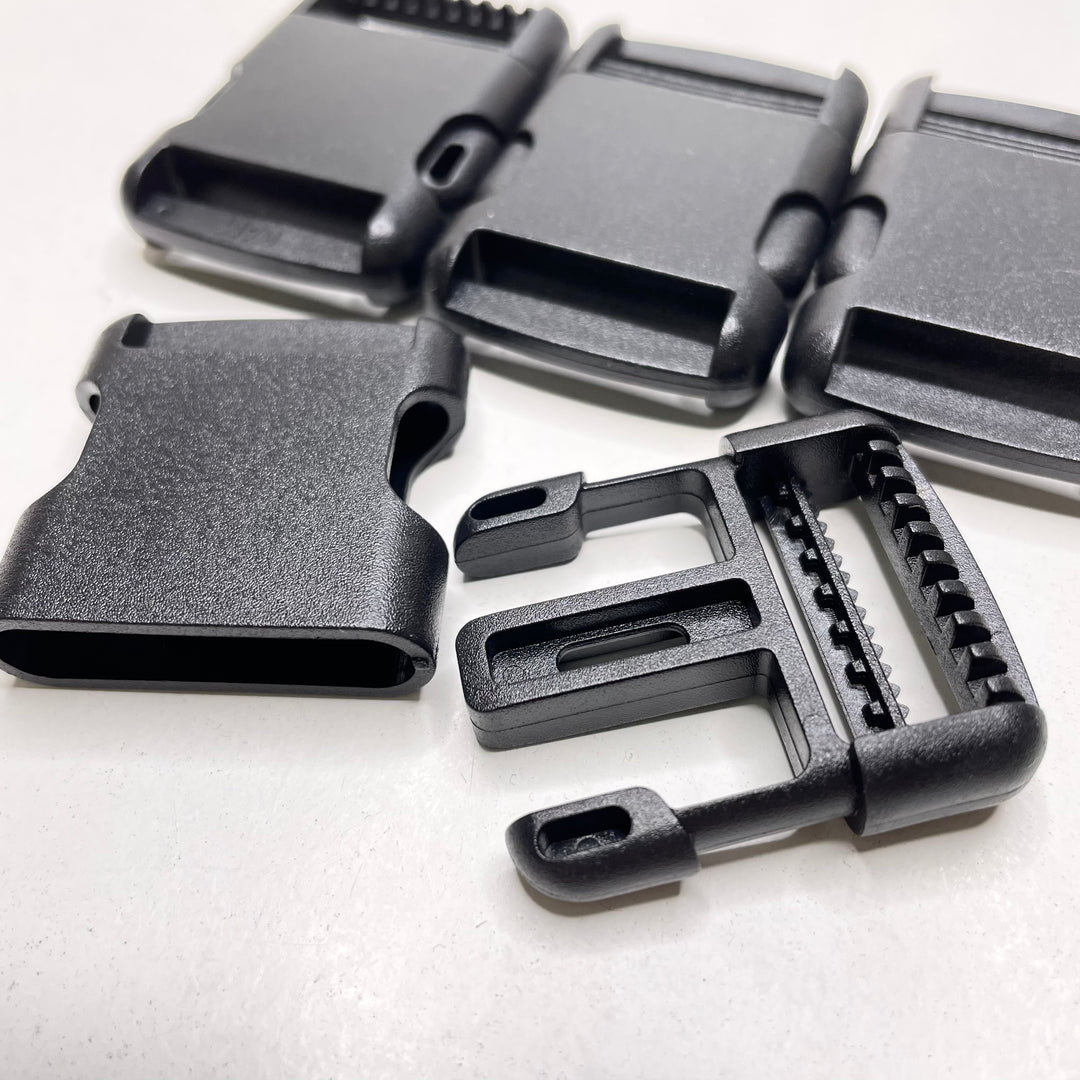 Buckle Button - 50MM Plastic - Black - 4 Pack (6749480288369)