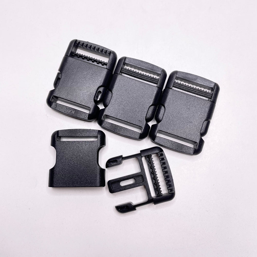 Buckle Button - 50MM Plastic - Black - 4 Pack (6749480288369)