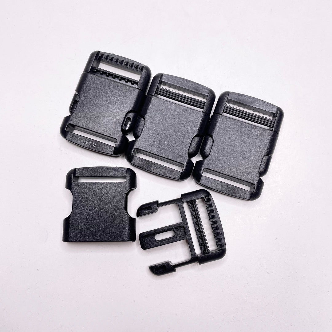 Buckle Button - 50MM Plastic - Black - 4 Pack (6749480288369)