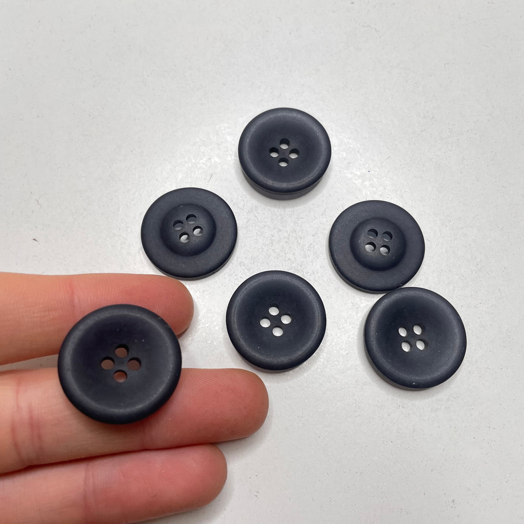 4 Hole Button - 23MM Plastic - Black - 6 Pack (6809573785713)
