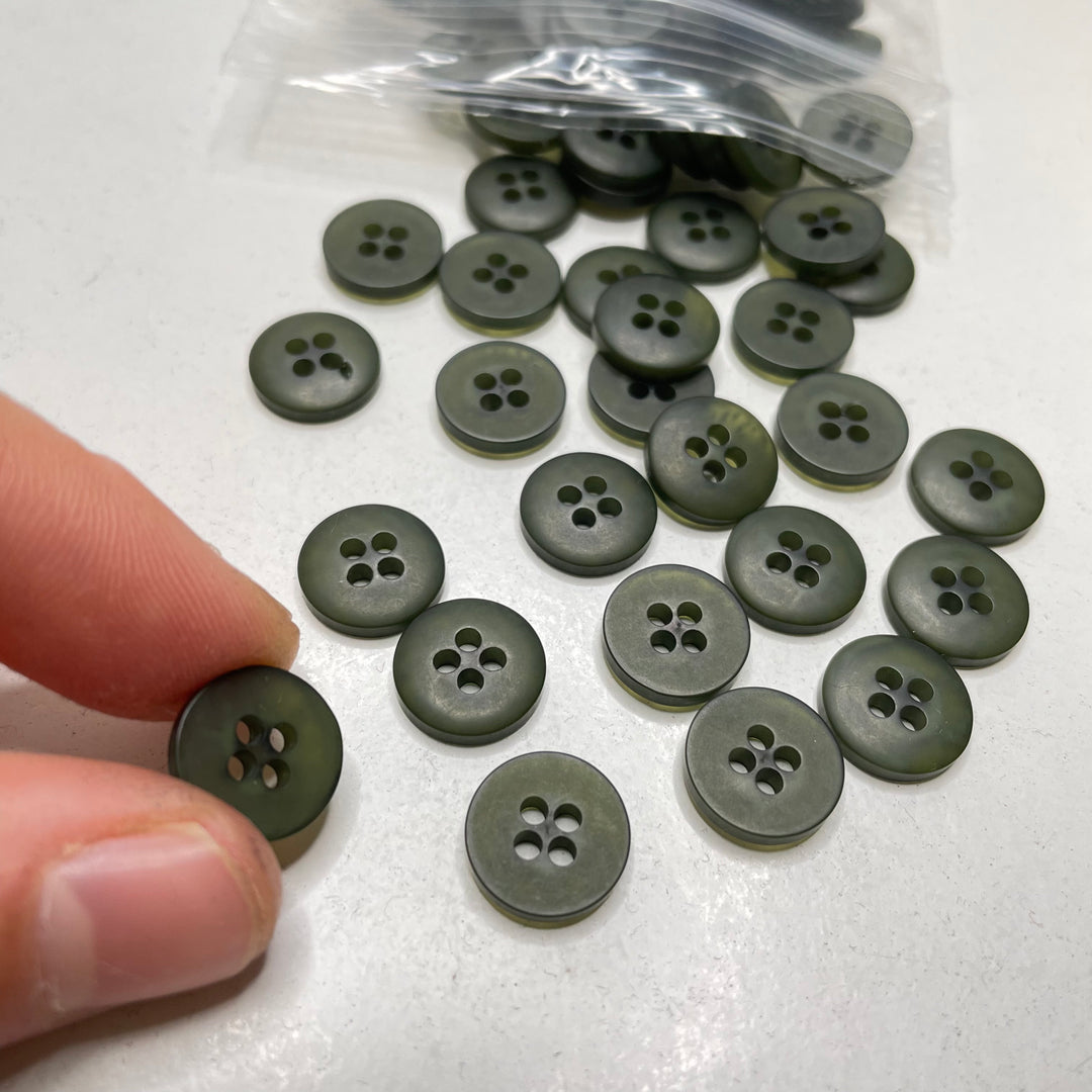 4 Hole Button - 12MM Plastic - Dark Green (6809574146161)