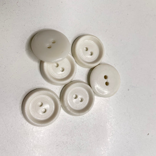 2 Hole Button - 19MM Plastic - White - 6 Pack (6809595314289)