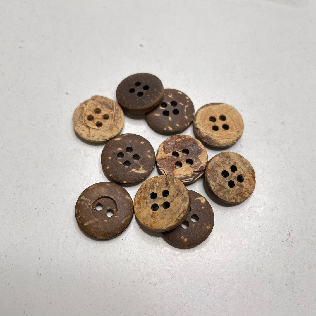 4 Hole Button - 16MM Wood - Brown - 10 Pack (6809595478129)