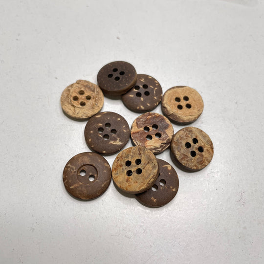 4 Hole Button - 16MM Wood - Brown - 10 Pack (6809595478129)