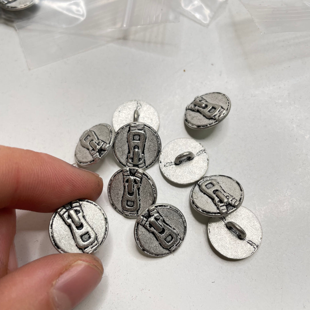 Shank Button - 15MM Metal - Silver/Grey - 10 Pack (6809598525553)