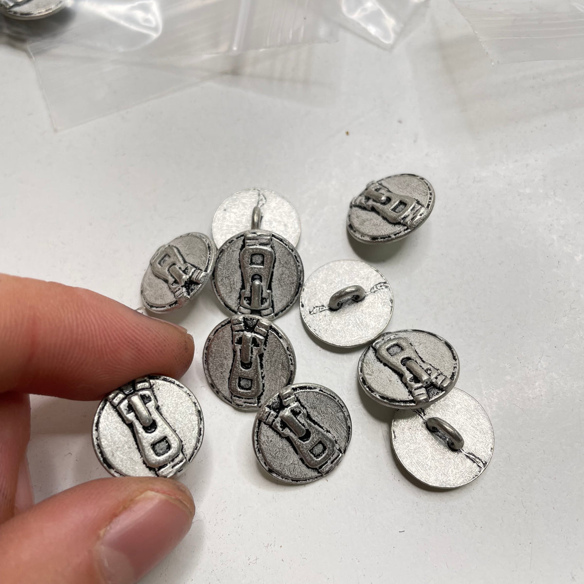 Shank Button - 15MM Metal - Silver/Grey - 10 Pack (6809598525553)